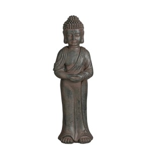 Stehende, dunkelgraue Buddha-Statue (56 cm) von Mica Decorations für Garten und Innenbereich.