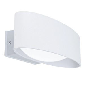 Weiße, ovale Eglo LED-Außenwandleuchte Chinoa, 7,5x27cm, für stilvolle Fassadenbeleuchtung.