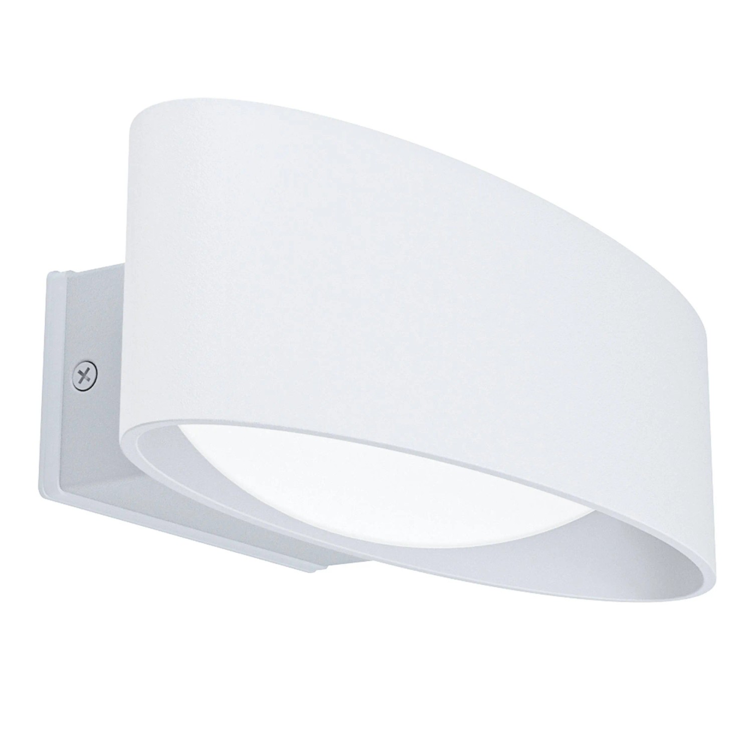 Weiße, ovale Eglo LED-Außenwandleuchte Chinoa, 7,5x27cm, für stilvolle Fassadenbeleuchtung.