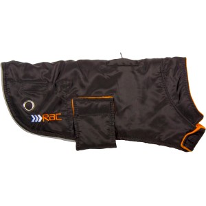 Schwarzer Heim RAC Hunderegenmantel Gr. M mit Kotbeutel-Tasche.