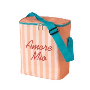 Boltze Kühltasche Amore Mio, 9 l, mit Streifenmuster und blauem Trageriemen für Camping & Freizeit.