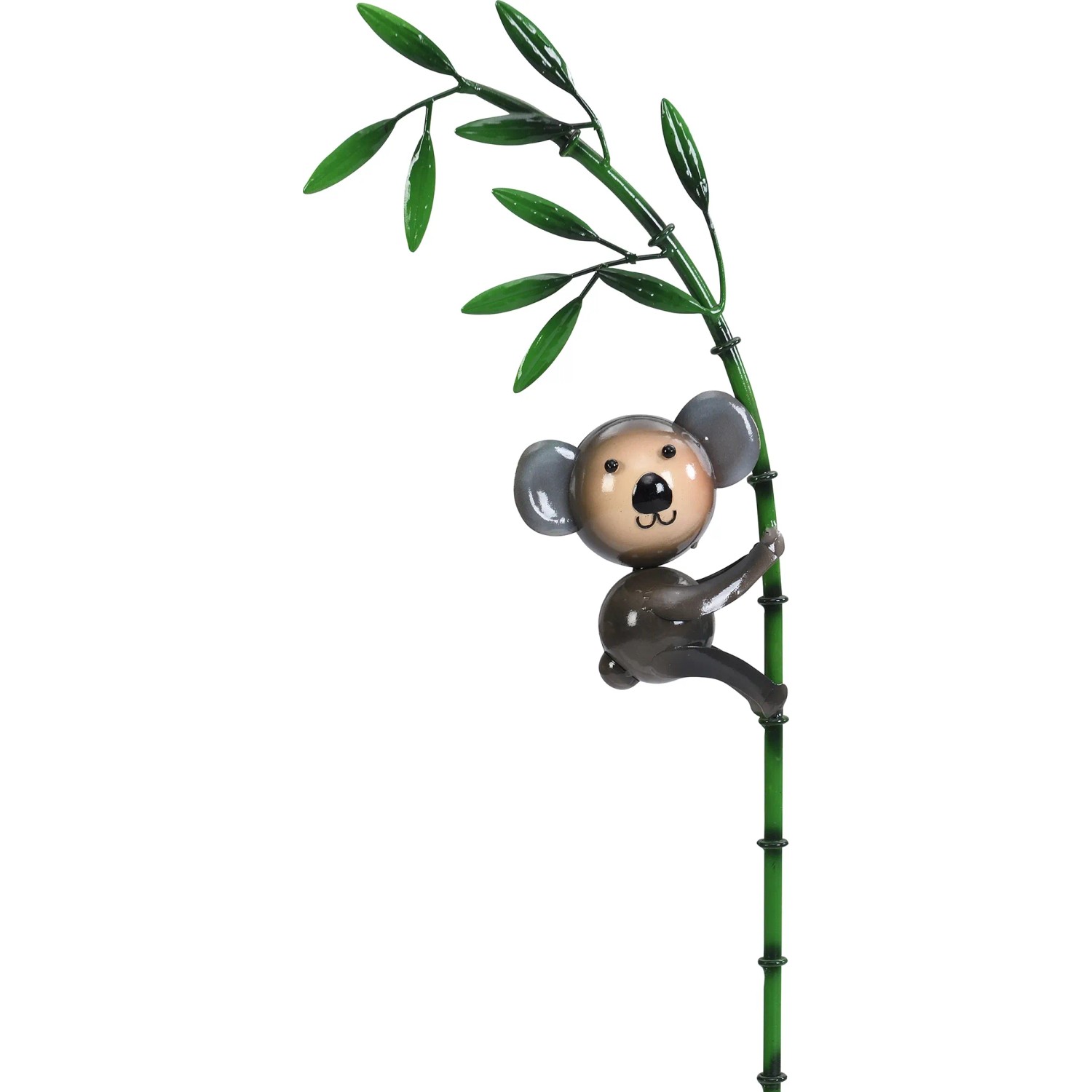 Gartenstecker: Koala Figur klettert an grünem Bambus, 95cm hoch, Gartendeko.