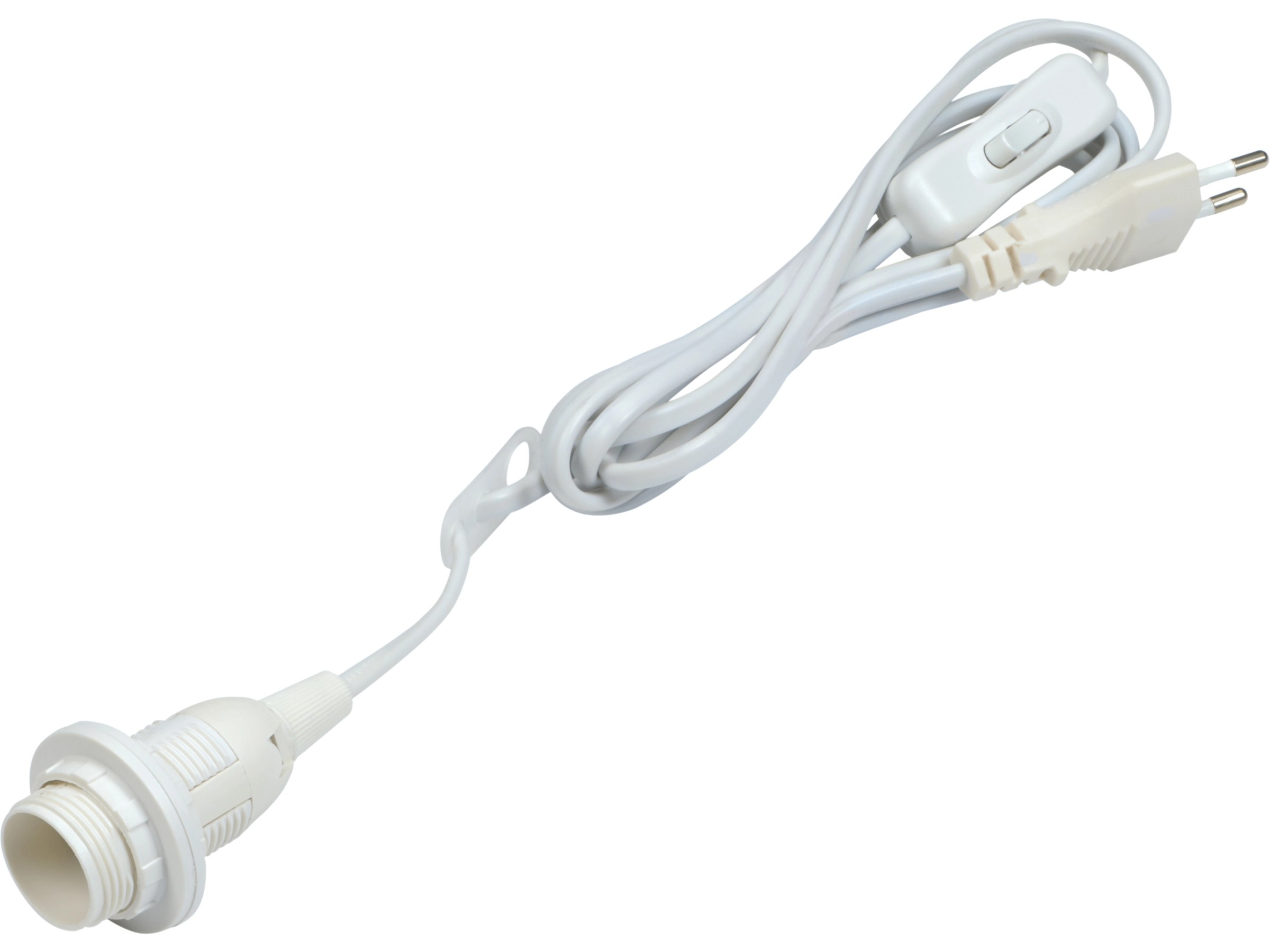 Lampenfassung E14 Mit Schalter & Kabel – 1,7 M Kabel, Weiß, Inkl. Gewindestange Für Stehlampe