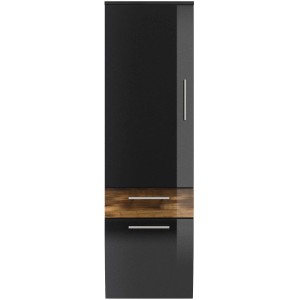 Posseik Bad-Hochschrank Salona, Anthrazit/Walnuss, 40 cm breit. Badmöbel mit Stauraum und Softclose.