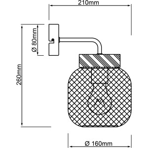Skizze der hellrosa Brilliant Wandleuchte Giada mit Maßen, modernes Design für Wohnräume.