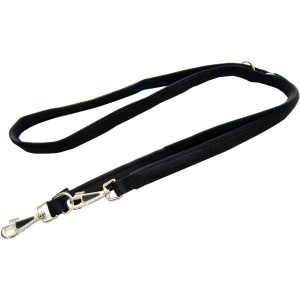 Schwarze Heim Hundeleine, 20mm breit, 200cm lang, mit Neoprenfutter und Bolzenhaken.