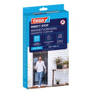 tesa® Insect Stop Magnetvorhang Tür, anthrazit, selbstschließend, für Insektenschutz an Türen.