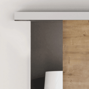 Novadoors Schiebetürsystem Nova 406 Alu EV1 für Holztüren mit Griffmuschel.