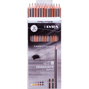 LYRA Graduate Graphitstifte, 12 Stück in verschiedenen Härtegraden, für Künstler und Techniker.