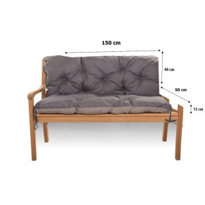 Setgarden Bankauflage anthrazit, 150x50x40cm, für 2-Sitzer Gartenbank.