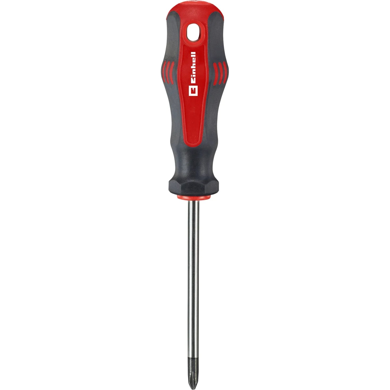 Einhell Schraubendreher mit rot-grauem Griff, Teil des 80-teiligen Werkzeugkoffers.