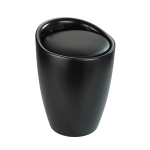Wenko Hocker Candy Black Matt mit gepolsterter Sitzfläche und Wäschesack.