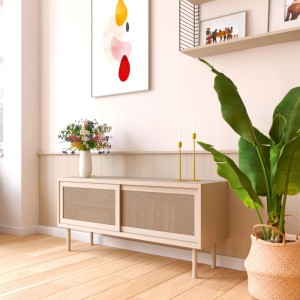 Wohnraum mit CREATE! by OBI Wandfarbe Lieblingsfarbe Mia Kaschmirbeige, matte Oberfläche.