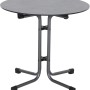Runder, anthrazitfarbener Siena Garden Klapptisch Sola mit Stahlgestell, Ø 80 cm. Gartentisch für Balkon und Terrasse.