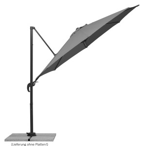 Anthrazitfarbener Schneider Ampelschirm Ø 300 cm mit Kurbel und Drehfunktion für den Garten.