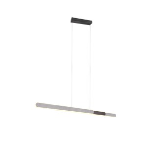 Moderne LED-Pendelleuchte Helios, 1-flammig, aus gebürstetem Aluminium, 130 cm lang.