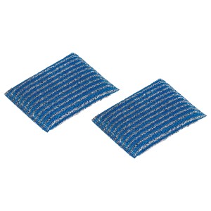 Zwei blaue Lurex Scheuerpads für kratzfreie Reinigung in der Küche.