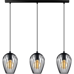 Schwarze Eglo Pendelleuchte Newtown, 3-flammig, aus Stahl mit E27 Fassungen.
