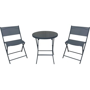 3-teiliges Balkon-Set Rivadavia in Anthrazit mit Klapptisch und 2 Klappstühlen.