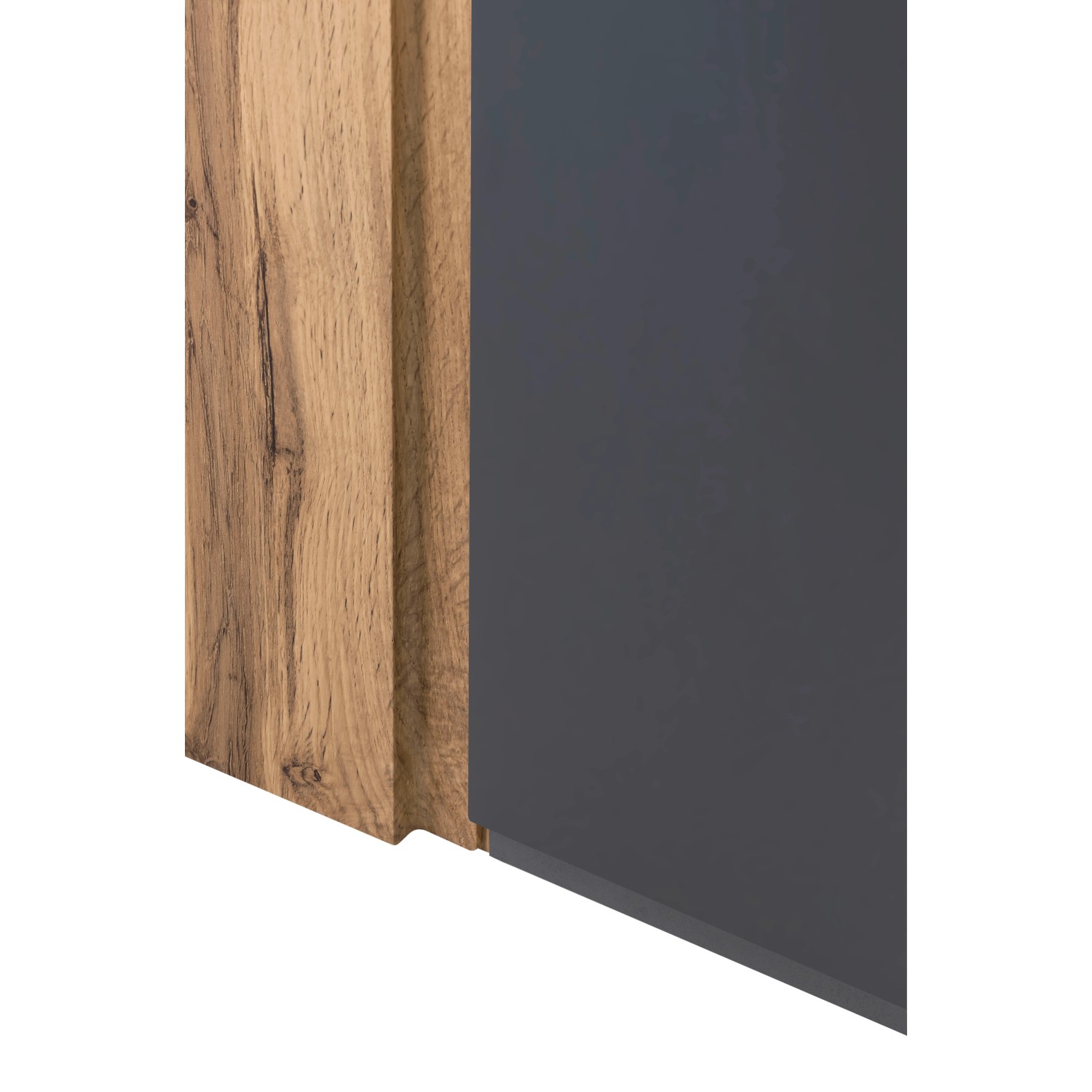 Detailaufnahme: Held Möbel Hängeschrank Ancona, grau-Wotaneiche, Teil eines Badmöbel-Sets.