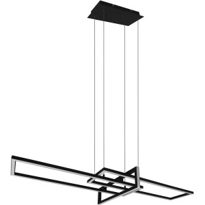 Moderne Trio LED-Pendelleuchte Salinas, 34W, schwarz matt, mit geometrischem Design für Wohn- und Esszimmer.
