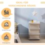 Cremeweißer HOMCOM Schubladenschrank mit 3 Aufbewahrungsboxen im Kinderzimmer. Für Stauraum & Ordnung.