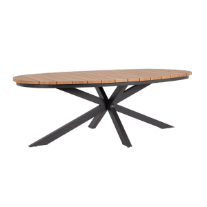 Bizzotto Gartentisch Zelmar, oval, 218x115 cm, anthrazitfarbenes Gestell, Holzoptik-Tischplatte.