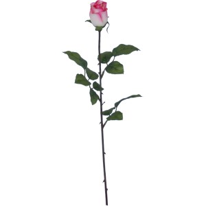 Rosa Kunstblume mit Regentropfen-Look, 60 cm hoch, in Rosa und Weiß.