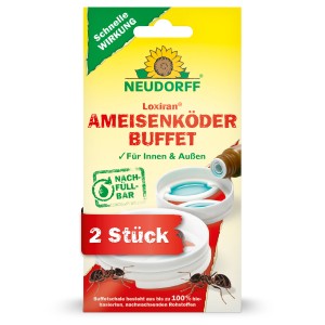 Neudorff Loxiran Ameisen-Buffet, nachfüllbare Köderdose zur Ameisenbekämpfung für Innen- und Außenbereiche, 2 Stück.