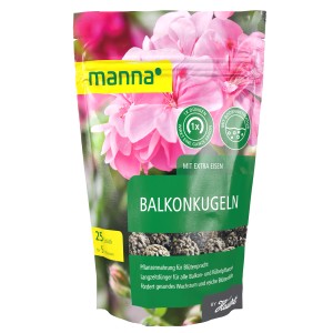 Manna Balkonkugeln, 25 Stück, Universaldünger für üppige Blüten auf dem Balkon.