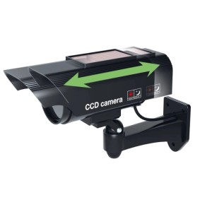 Schwarze Basi CCD Solar Kamera Attrappe mit Wandhalterung für Sicherheitstechnik.