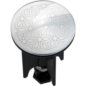 Wenko Abfluss-Stopfen Pluggy Mod. Mantra mit Lasergravur, Chrom/Schwarz.