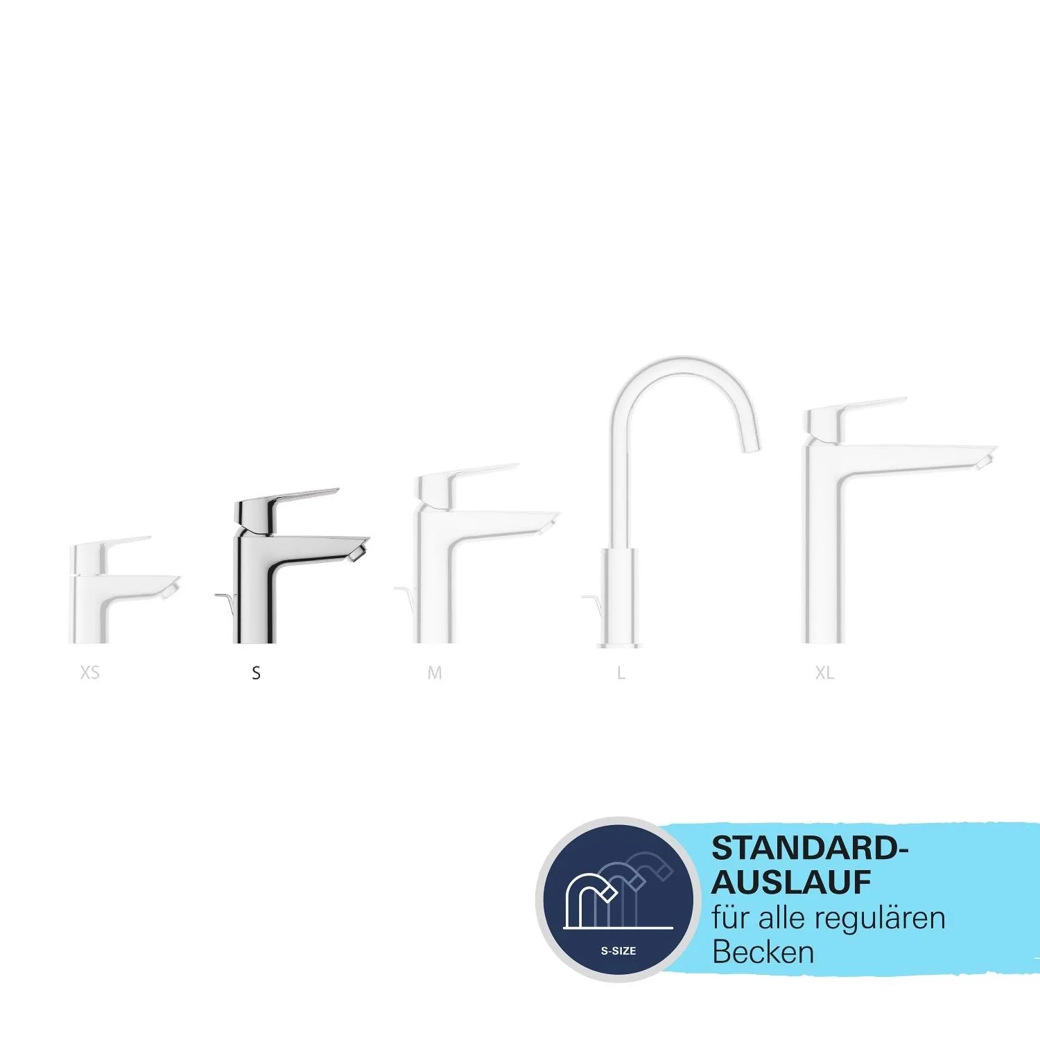 Grohe QuickFix Waschtischarmaturen Start S in verschiedenen Größen (XS, S, M, L, XL).