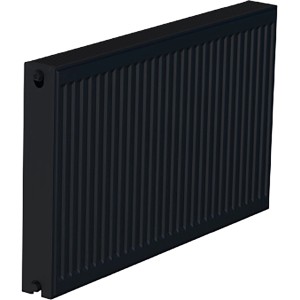 Schwarzer, matter Sanicomfort Flachheizkörper Typ DK (22) 62x120 cm. Heizkörper für Wohnräume.