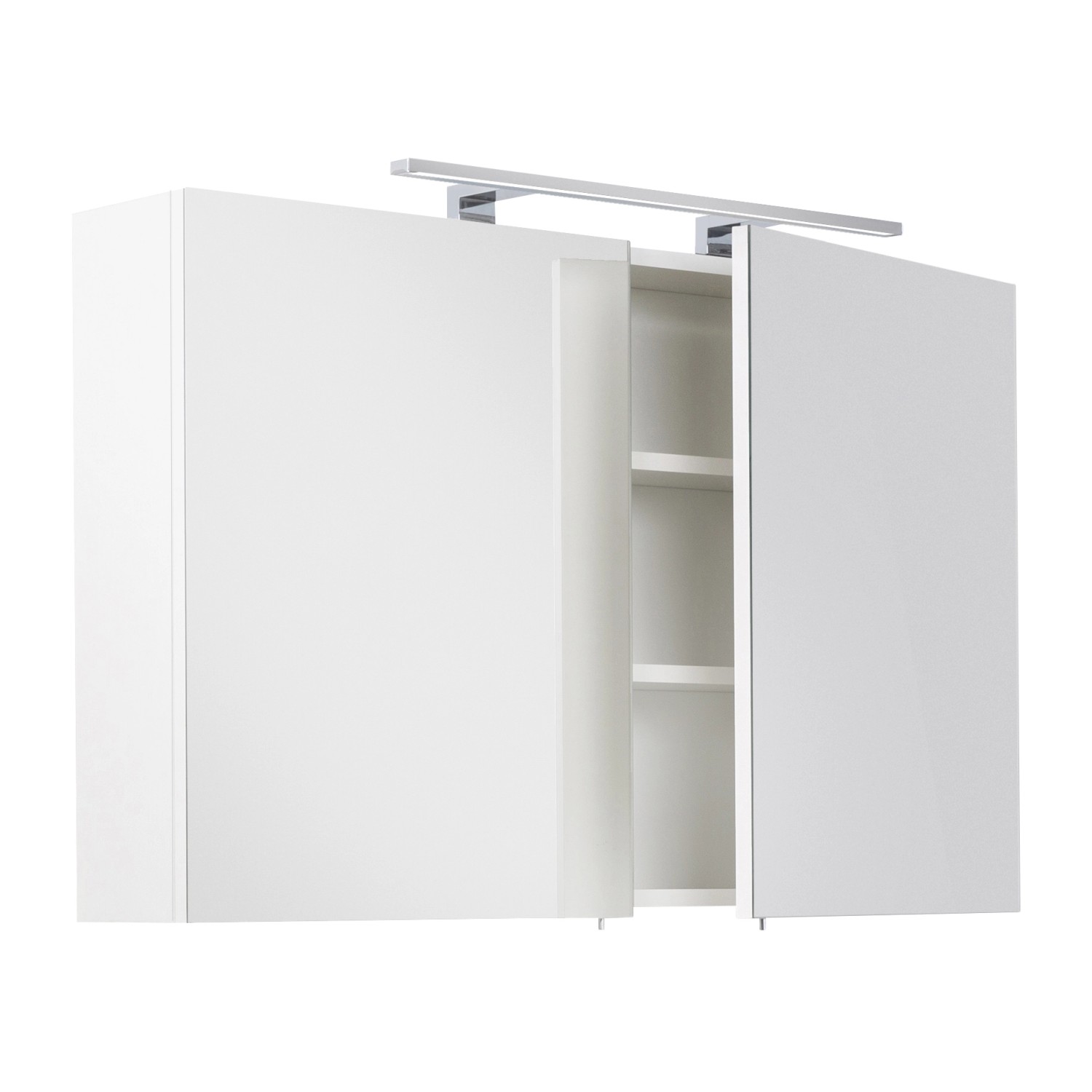 Posseik Spiegelschrank VIVA, 62 cm, weiß, mit Softclose-Türen und Aufsatzleuchte. Badezimmerschrank mit Stauraum.