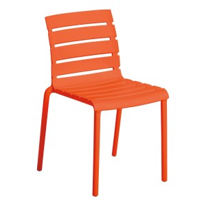 Oranger Gartenstuhl Ponza: Stapelbarer Stuhl aus Kunststoff, ideal für Garten, Terrasse und Balkon.