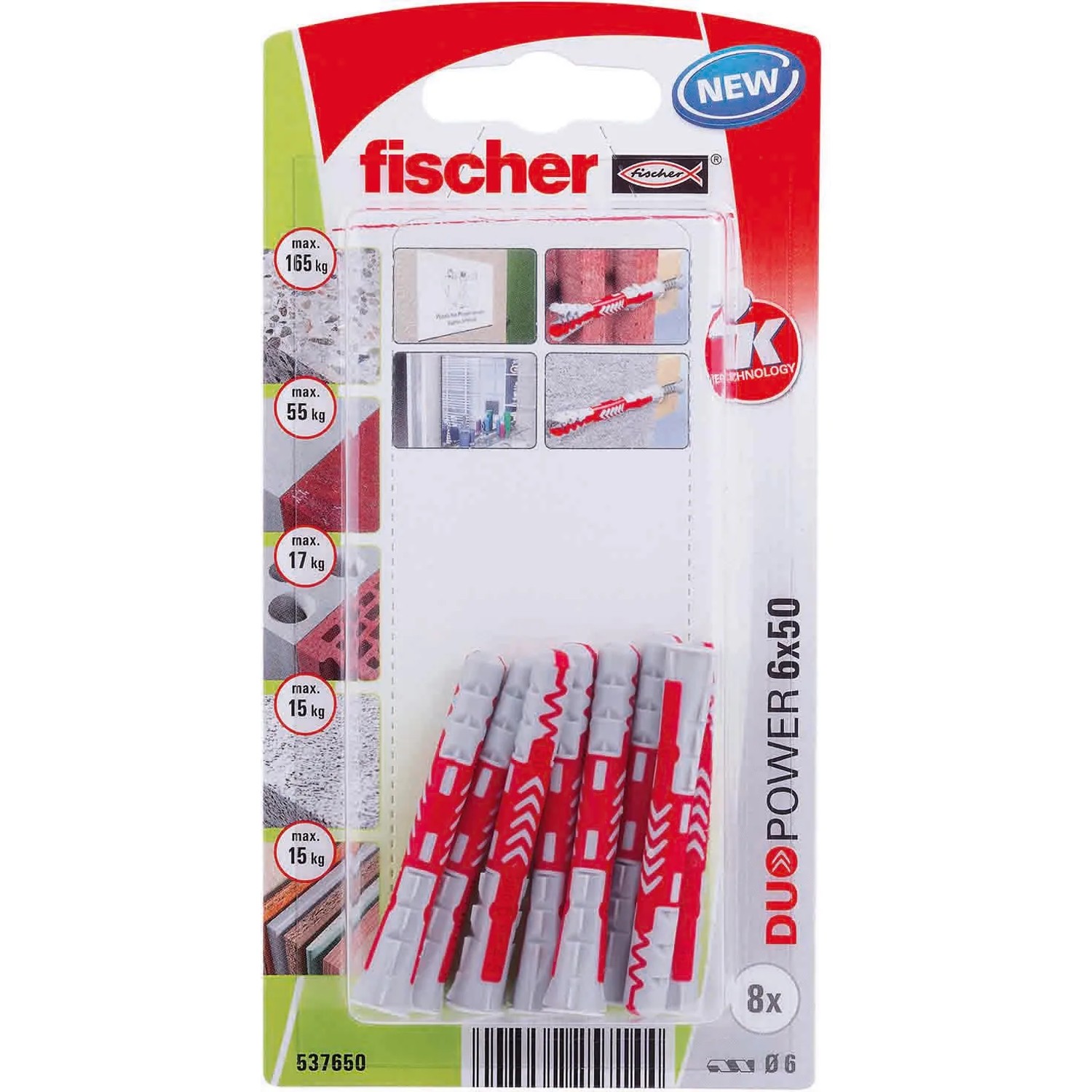 Fischer Universaldübel Duopower 6x50, 8er-Pack. Universaldübel für sicheren Halt in verschiedenen Baustoffen.