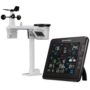 Bresser WLAN-Wetterstation Profi 7-in-1 mit Außensensor und Farbdisplay zur Wetterdatenanzeige.