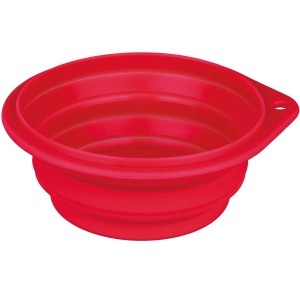 Roter Jollypaw Reisenapf aus Silikon, faltbar, 1 Liter Fassungsvermögen, ideal für unterwegs.