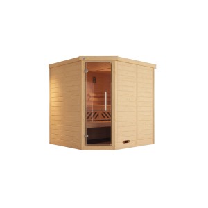 Weka Elementsauna Kemi Eck mit Glastür und Saunaofen (7,5 kW) im Sparset.
