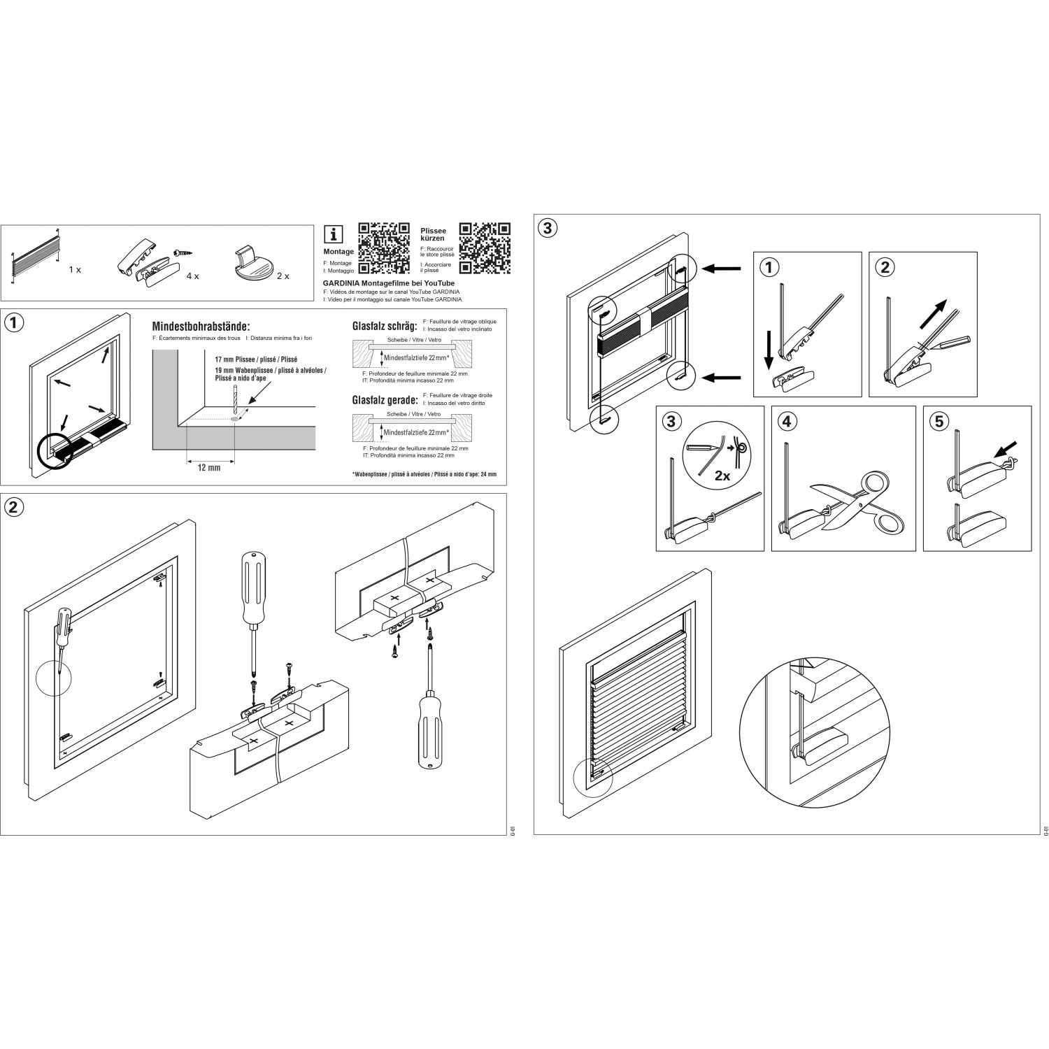 Montageanleitung für Gardinia Plissee Concept Thermo Abdunklung, 75x130 cm, Weiß.