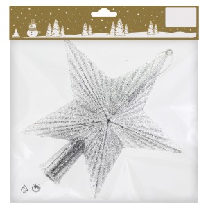 Baumspitze Stern Kunststoff Silber 18 cm x 19 cm