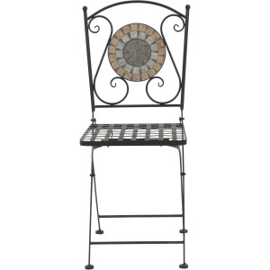 Schwarzer Siena Garden Klappsessel Prato mit Mosaik-Rückenlehne im Landhausstil.