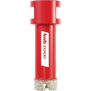 Roter kwb Fliesenbohrer M14, 20 mm Durchmesser, für Winkelschleifer. Diamantbestreut für präzise Schnitte.