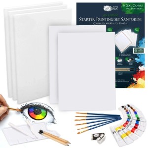 Artina Santorini Malset, 30-teilig: Acrylfarben, Keilrahmen, Pinsel und Zubehör für Acrylmalerei.