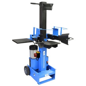 Blauer Güde Holzspalter GHS 500/8TED mit Rädern und Spaltmesser. Ideal zum Holz spalten.