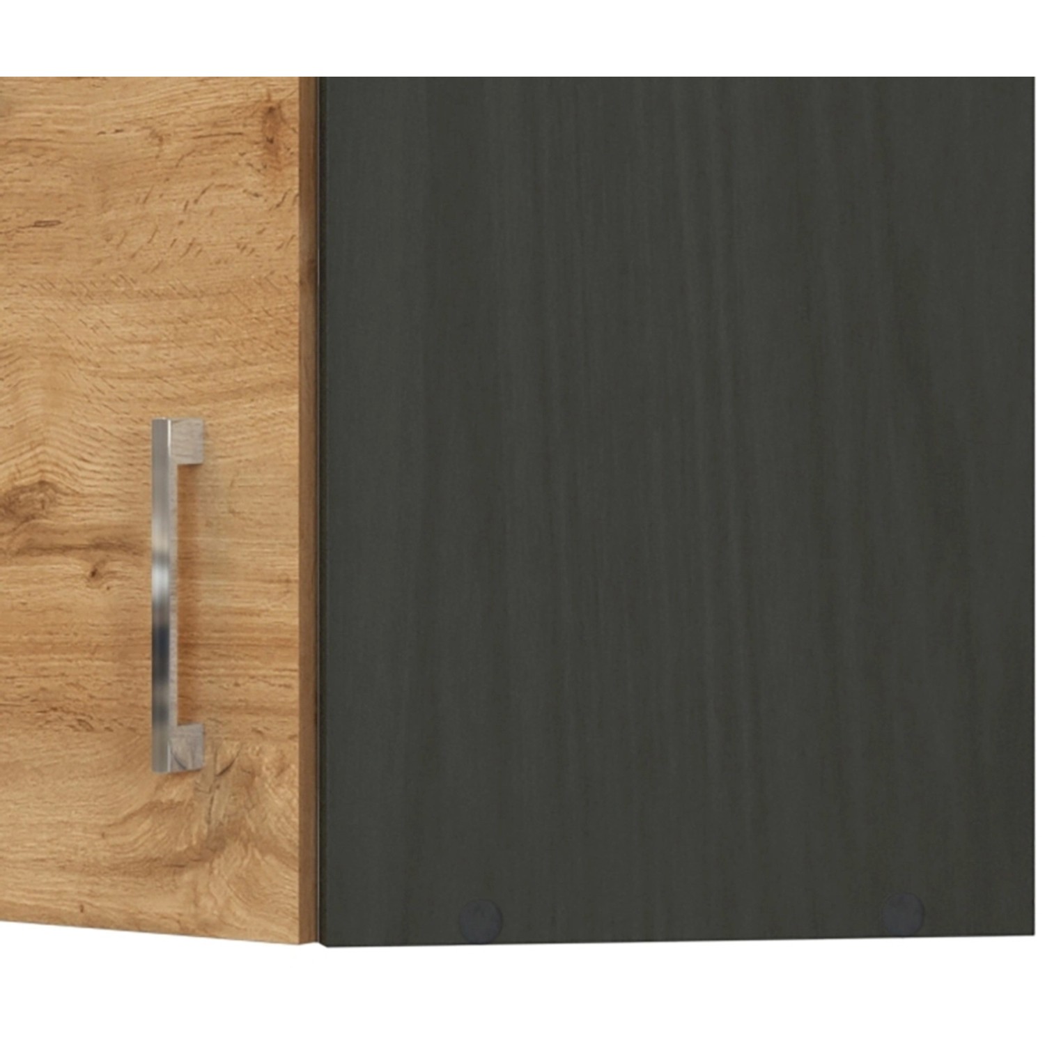 Held Möbel Eckhängeschrank Sorrento, Wotaneiche/Grafit, mit Metallgriff.