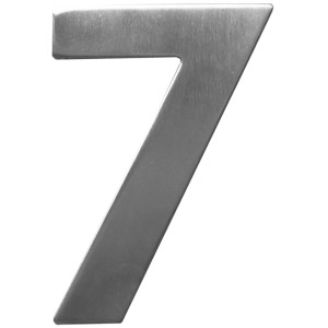 Edelstahl Hausnummer Nr. 7 für die Wandmontage.