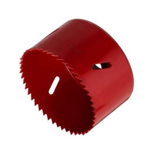 Rote LUX Lochsäge, 73 mm Durchmesser, für Bohrmaschinen.