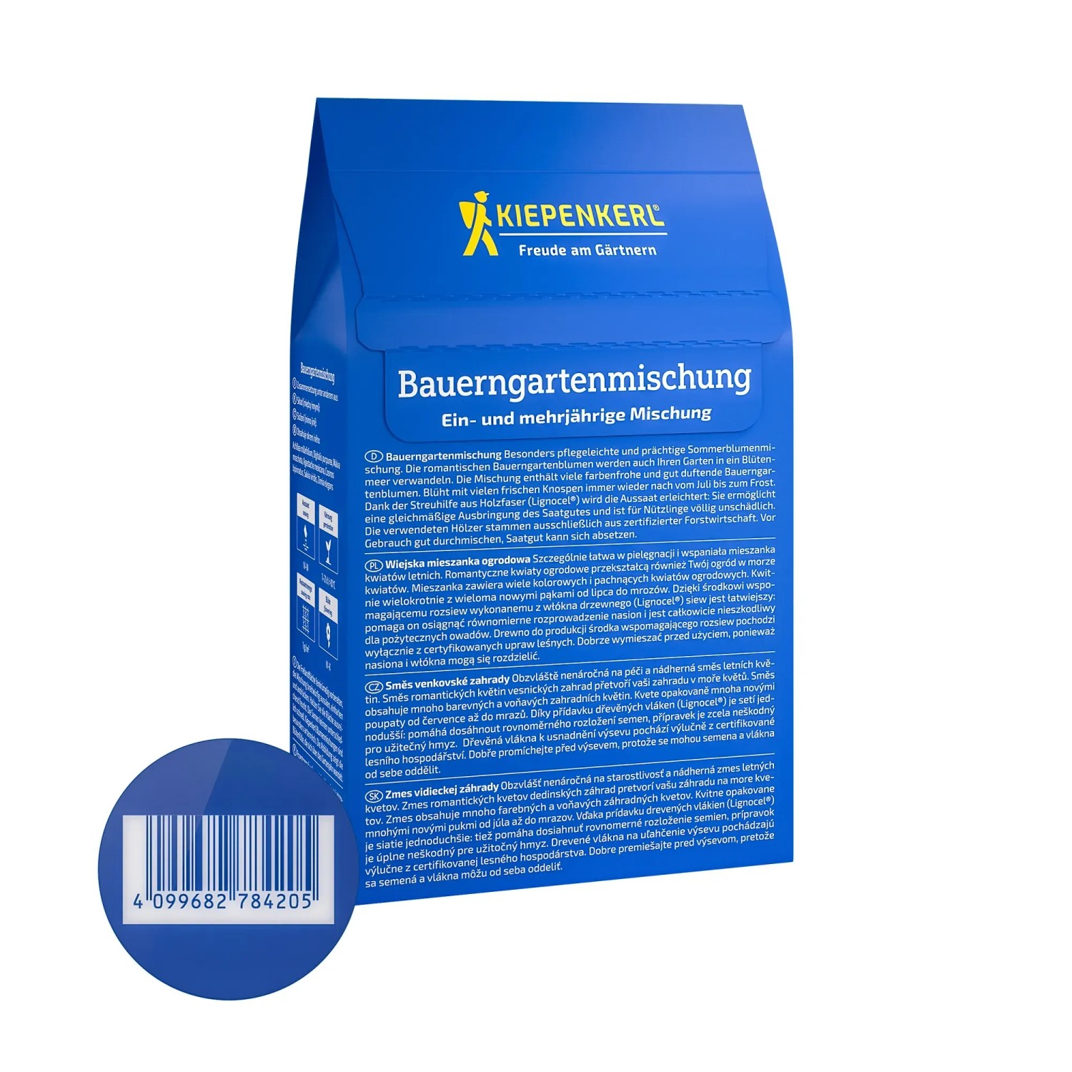Kiepenkerl Bauerngarten Mischung Blumensamen im blauen Karton.